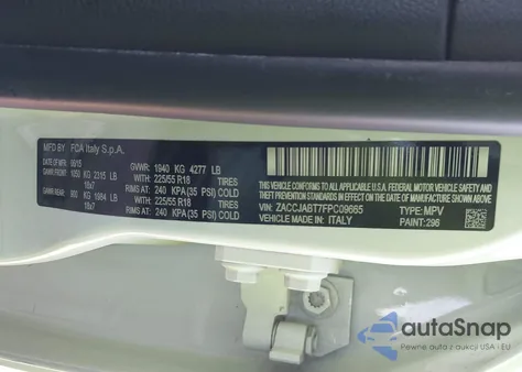 2015 Jeep Renegade Latitude из США, поврежденный, VIN ZACCJABT7FPC09665